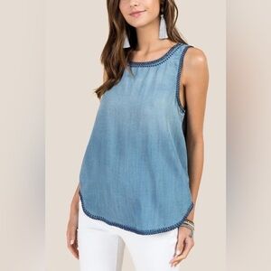 Dex Women’s Denim Round Hem Stitch Sleeveless Tank Size S